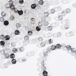 Nbeads 2 fili fili di perle di quarzo rutilato naturale, sfaccettato, tondo, 3~3.5x2.5~3mm, Foro: 0.3 mm, circa 114~141pcs/filo, 15.1~16.4 pollice (38.4~41.8 cm)