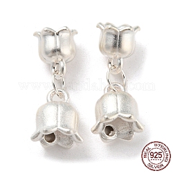 925 Sterling Silver Pendants, with Jump Rings, Flores Convallariae Charms, Silver, 9x8x7mm and 10x9x8mm, Hole: 4mm