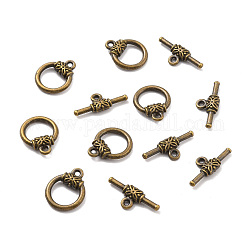 Tibetischen Stil Legierung Knebel  Verschlüsse, Ring & Bar, Antik Bronze, O-Ring: 18x14.5x4mm, Bohrung: 1.8 mm, t bar: 9x22x3.5mm, Bohrung: 1.6 mm