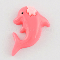 Scrapbook Embellishments Flatback Cute Dolphin Plastic Resin Cabochons, Hot Pink, 26x17x6mm