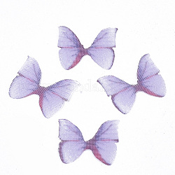 Zweifarbige Flügel aus Polyestergewebe basteln Dekoration, für DIY Schmuck Handwerk Ohrring Halskette Haarspange Dekoration, Schmetterlingsflügel, Flieder, 11x14 mm