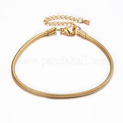 Bracelets avec chaînes de serpent en 304 acier inoxydable, or, 7-7/8 pouce (200 mm), 2.5mm