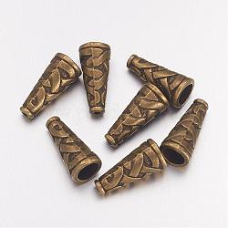 Tibetischen Stil Legierung Perle Kegel, Cadmiumfrei und Nickel frei und Bleifrei, Antik Bronze, 18x8x8 mm, Bohrung: 1 mm