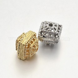 Bicone Brass Hollow Filigree Beads, Mixed Color, 13x12x12mm, Hole: 2.5mm