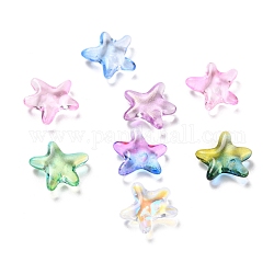 Galvanoplastie breloques en verre transparent, étoiles de mer, couleur mixte, 10x10x3mm