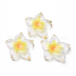 Transparente Epoxidharz-Cabochons, Blume, Gelb, 21x20x5.5 mm