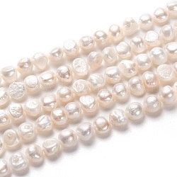 Brins de perles de culture d'eau douce naturelles, deux faces polies, blanc, 10~11x11~12mm, Trou: 0.8mm, Environ 35 pcs/chapelet, 14.57 pouce (37 cm)