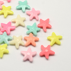 Abalorios acrílicos opacos, Estrella de mar / estrellas de mar, color mezclado, 21x20x6mm, agujero: 2 mm, aproximamente 500 unidades / 500 g