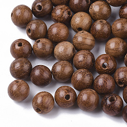 Des perles en bois naturel, perles en bois ciré, non teint, ronde, Sienna, 6mm, Trou: 1.4mm