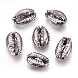 Perlas de concha electrochapadas, conchas, gunmetal, 15~20x10~12x5~6mm, agujero: 12~14x2~3 mm