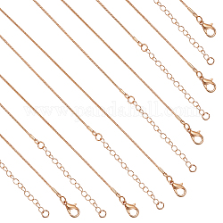 Nbeads 12-teiliges Set mit runden Schlangenketten-Halsketten aus Messing im 2-Stil, Licht Gold, 18.5~24.4 Zoll (47.2~62.2 cm), 6pcs / style