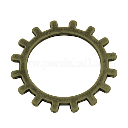 Getriebe tibetischen Stil Legierung Link Ringe, Steampunk-Charms, Cadmiumfrei und Nickel frei und Bleifrei, Antik Bronze, 20x1 mm, Bohrung: 13.5 mm