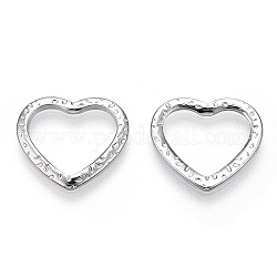 304 Stainless Steel Linking Ring, Hammered, Heart, Stainless Steel Color, 16.5x18x1.5mm, Inner Diameter: 10.5x14mm