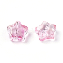 Galvanisierte Glasperlen, mit Glitzerpulver, Stern, Perle rosa, 8.5x8.5x4 mm, Bohrung: 1 mm