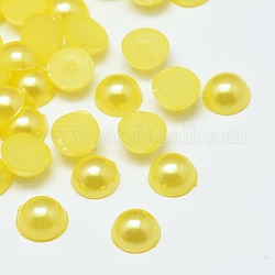 Imitation Pearl Acrylic Cabochons, Half Round/Dome, Yellow, 9x4.5mm, about 2000pcs/bag