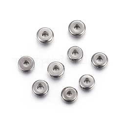 Intercalaire perles en 304 acier inoxydable, plat rond, couleur inoxydable, 4x1.2mm, Trou: 1.2mm