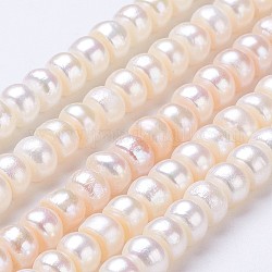 Fili di perle di perle d'acqua dolce coltivate naturali, rondelle, vecchio pizzo, 7x5mm, Foro: 0.5 mm, circa 68~70pcs/filo, 14.2 pollice