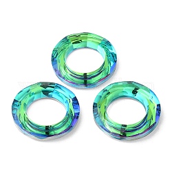 Galvanoplastie anneaux de liaison en verre, anneau cosmique en cristal, anneau de prisme, facette, dos plaqué, anneau rond, vert jaune, 30x6.5mm, diamètre intérieur: 17 mm