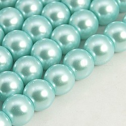 Perle de verre ronde perles en vrac pour collier de bijoux fabrication artisanale, cyan clair, 6mm, Trou: 1mm, Environ 140 pcs/chapelet