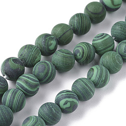 Chapelets de perles en malachite synthétique, mat, ronde, 12mm, Trou: 1mm, Environ 32 pcs/chapelet, 14.57 pouce (37 cm)
