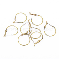 Brass Hoop Earrings Settings, Nickel Free, Raw(Unplated), 26x20x1.2mm, Pin: 0.8mm
