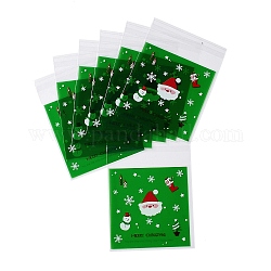 Пластиковый пакет для выпечки на рождественскую тему, с самоклеющейся, для шоколада, конфеты, печенье, квадратный, Дед Мороз, 130x100x0.05 мм, внутренний диаметр: 100x100 мм, 100 шт / пакет