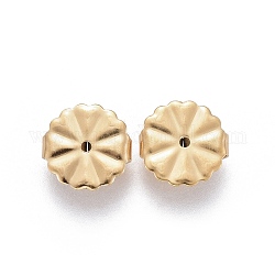 Revestimiento iónico (ip) 304 tuercas de oreja de acero inoxidable, espaldas de aretes de mariposa para aretes de poste, flor, dorado, 10.5x4.5mm, agujero: 1.2 mm