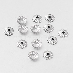 Tappi di perle di fiori in acciaio inossidabile chirurgico multi petalo 316, colore acciaio inossidabile, 6x1mm, Foro: 1 mm