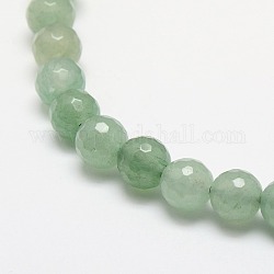 Natural Green Aventurine Beads Strands, Faceted, Round, 8mm, Hole: 1mm, about 49pcs/strand, 15.3 inch