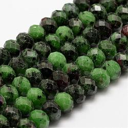 Natural Ruby in Zoisite Beads Strands, Faceted, Rondelle, 8x5mm, Hole: 1mm, about 77pcs/strand, 15.3~15.5 inch(39~39.5cm)