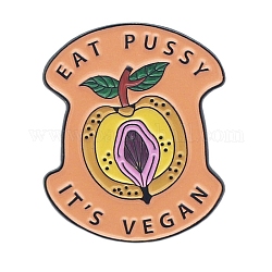 Broche en émail en forme de poire de dessin animé, mot manger la chatte c'est un badge de féminisme en alliage végétalien pour les vêtements de sac à dos, Sandy Brown, 30x25mm