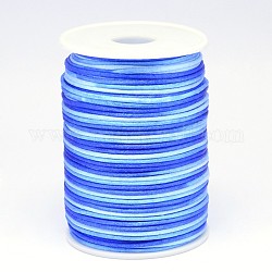 Сегментный окрашенный полиэфирный шнур, атласный шнур, синие, 2 мм, Около 100 ярдов / рулон