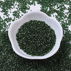 Perline miyuki delica piccole, cilindro, perline giapponesi, 15/0, (dbs0182) verde giada foderato argento, 1.1x1.3mm, Foro: 0.7 mm, circa 3500pcs/10g