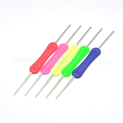 Agujas de ganchillo de hierro, con mango de plástico, color de rosa caliente, 160x16x4mm, pin: 1.5~3 mm