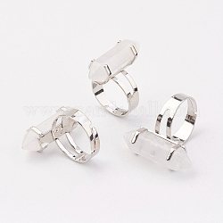 Natural Quartz Crystal Finger Rings, with Iron Ring Finding, Platinum, Bullet, Size 8, 18mm