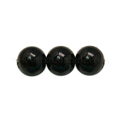 Синтетических черный камень бисер нитей, круглые, окрашенные, чёрные, 4 мм, отверстие : 1 мм