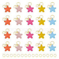 DICOSMETIC DIY Keychain Making Kit 20Pcs Star Charms 10Pcs Lobster Claw Clasp Keychain 30Pcs Open Jump Ring Golden Multi-Colored Star Leather Key Chain Purse Bag Decoration for Women Men