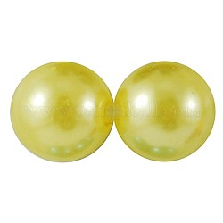 Yellow Imitated Pearl Chunky Bubblegum Acrylic Round Beads, 20mm, Hole: 2mm