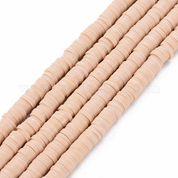 Handmade Polymer Clay Bead Strands, Heishi Beads, Disc/Flat Round, Bisque, 4x0.5~1mm, Hole: 1.5mm, about 320~447pcs/strand, 15.74~16.92 inch