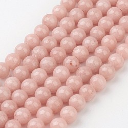 Natur Mashan Jade runde Perlen Stränge, gefärbt, Licht Lachs, 6 mm, Bohrung: 1 mm, ca. 69 Stk. / Strang, 15.7 Zoll