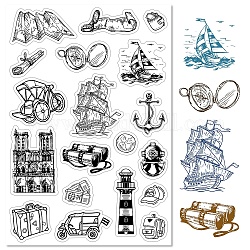 CRASPIRE Travel Clear Stamps Trip Traffic Silicone Clear Stamp Seals Vintage Transparent Silicone Stamps for Birthday Cards Making DIY Scrapbooking Journal Photo Album Decoration