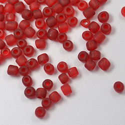 Perles de rocaille en verre, couleurs mates, ronde, rouge, taille: environ 2mm de diamètre, Trou: 1 mm, environ 6666 pcs/100 g