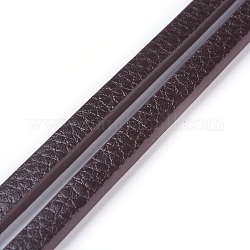 Cordons en cuir pu microfibre, plat, brun coco, 6x3mm, environ 1.09 yards (1 m)/fil