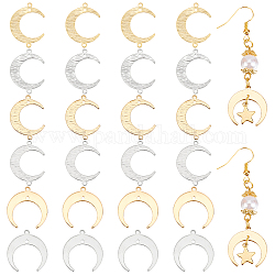 Ahandmaker 24 pcs breloques lien lune, 6 styles croissant de lune connecteurs breloques en laiton lune pendentifs célestes avec boucle pour bricolage bracelet collier boucle d'oreille porte-clés fabrication de bijoux, or et platine