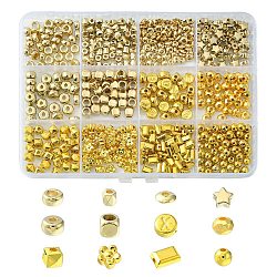 Пластиковые круглые бусины ccb, разнообразные, золотые, 5~7x3.5~7x2.5~5 мм, отверстие : 1~3.5 мм, 585 шт / коробка