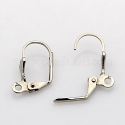 304 Stainless Steel Leverback Earring Findings, with Loop, Stainless Steel Color, 19x9.5mm, Pin: 0.7mm, Hole: 1.6mm