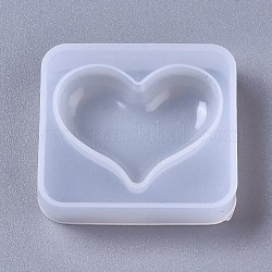 Moldes de silicona, moldes de resina, para resina uv, fabricación de joyas de resina epoxi, corazón, blanco, 42x47x12mm