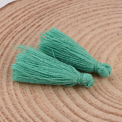 Decoraciones pendientes de borla de hilo de algodón, verde mar claro, 25~31x5mm, aproximamente 39~47 unidades / bolsa