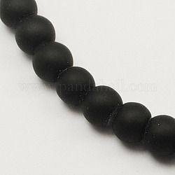 Rubber Glass Bead Strands, Round, Black, 12mm, Hole: 1.5mm