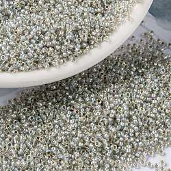 Миюки круглые бусины рокайль, японский бисер, (rr3192) серебрянный кристалл ab, 15/0, 1.5 мм, отверстие : 0.7 мм, Около 27777 шт / 50 г